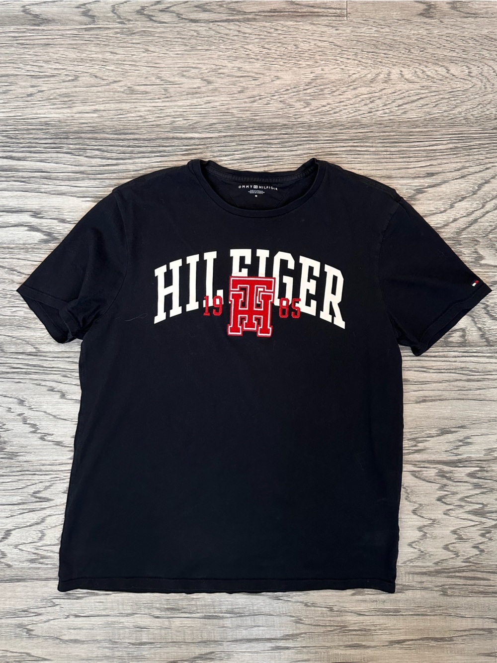 Tommy Hilfiger Blue Short Sleeve Logo Tee with Red/White Accent